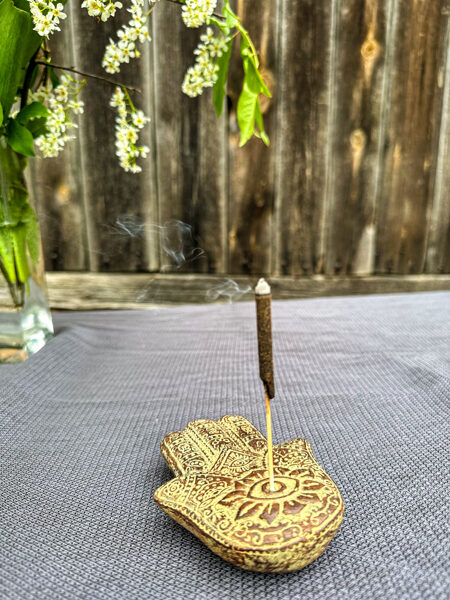 HAMSA PLAUKSTA - vīraka turētājs (sūnu zaļa ar brūnu)