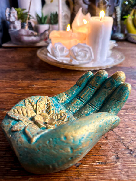 PLAUKSTA - vīraka turētājs (tirkīzs ar zeltu)