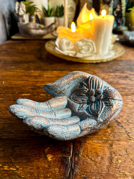 PLAUKSTA - vīraka turētājs (gaiši zils ar bronzu)